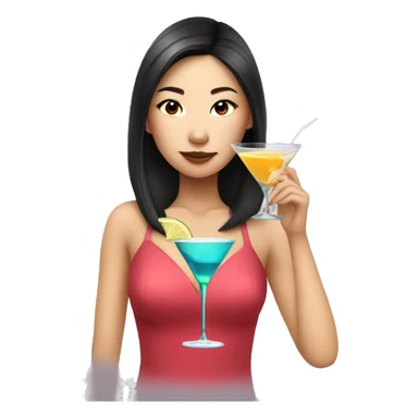 Pretty asian girl drinking a martini sticker