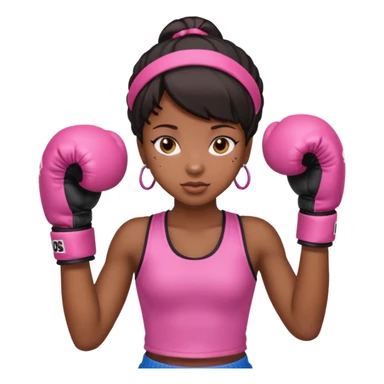 Black girl with pink boxing gloves  sticker