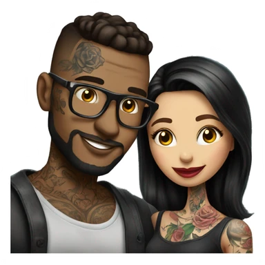 Romantic movie theater date for beautiful tattooed couple sticker