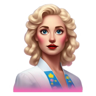 Synthwave swedish communist in Elsa style, oil paint, epic eyes, intricate lips, exquisite pose, beautiful, desirable, logical, Midsommar  sticker