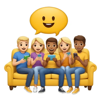 group of friends on couch playing a trivia game couch should be deep dark yellow color sticker