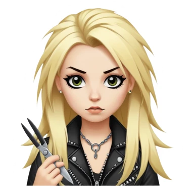 punk- girl with long blonde hair and scissors in hand sticker