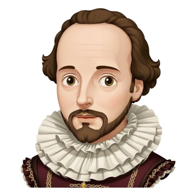 Cinematic Realistic portrait of William Shakespeare, depicted as an iconic playwright in richly detailed Elizabethan attire with a ruffled collar, expressive eyes, and a thoughtful gaze, bathed in dramatic historical lighting that evokes the Bard’s timeless legacy sticker