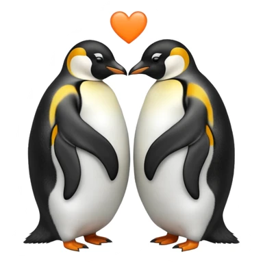 2 emperor penguins facing each other making a heart but no heart emoji added sticker