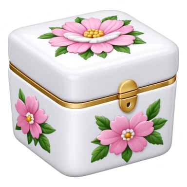 pink and white porcelain box with flowers  sticker