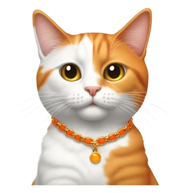  un emojis con dos gatos de pelaje blanco con naranja y collares rojos abrazados sticker