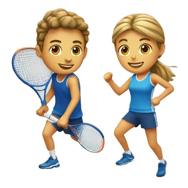 boy padel-tennis player and girl runner sticker