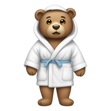A teddy bear wearing a bath robe sticker