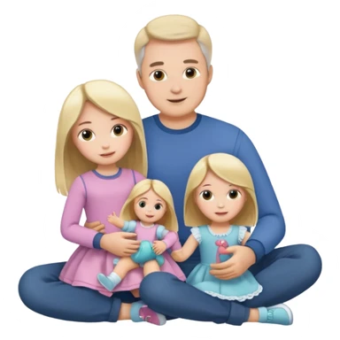 father and daughter playing dolls full body sticker