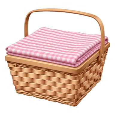 Picnic Basket With Light Pink Gingham Blanket sticker