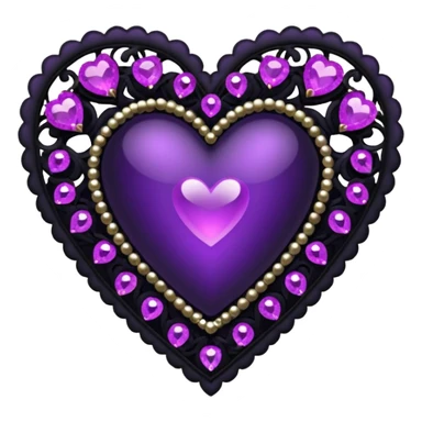 goth heart with purple gems and black lace sticker
