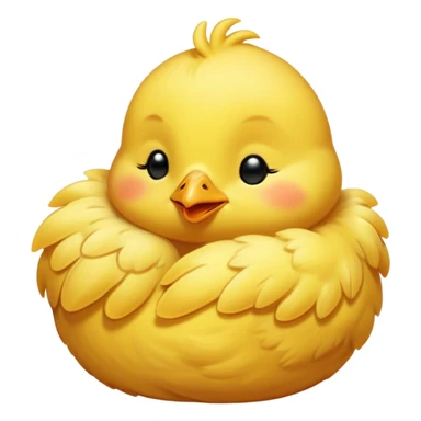 Meme-Worthy Cute Sleeping Yellow Baby Chicken Portrait Emoji, Head resting peacefully with a contented smile, showcasing a delightfully tiny build and a luxuriously soft bright yellow downy coat, eyes shut in a serene, restful nap, Simplified yet hilariously adorable features, highly detailed, glowing with a soft, drowsy light, high shine, relaxed and utterly lovable, stylized with an air of playful laziness, bright and heartwarming, soft glowing outline, capturing the essence of a comically sleepy chick, so meme-worthy it feels like it could instantly become the next viral sensation of adorable slumber! sticker