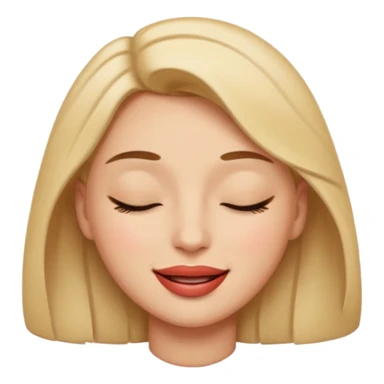 An emoji with lips out and eyes closed like holding ing a laugh sticker