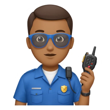 school security, blue cloth, sun glasses, holding walkie-talkie sticker