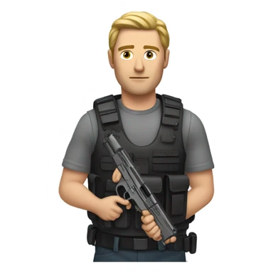 a white man holding 2 pistol sticker