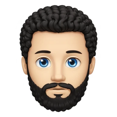 Man curly black hair blue eye and beard sticker