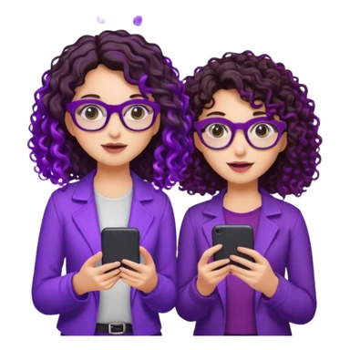 You can create two girls enjoying a concert, one brunette with purple highlights, the other brunette with curly hair and glasses. With purple lights around them.   sticker