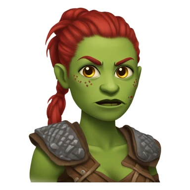 Berserker orc woman with red beard & red mohican sticker