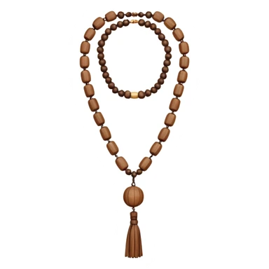 monk necklace object icon, wooden prayer beads with simple pendant, spiritual minimal design, natural wood texture, subtle sacred aura, 3D cartoon style, mobile game icon style, centered, clean background, no text, no watermark
 sticker