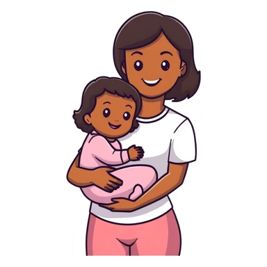 Brow skin women hold toddler baby girl  sticker