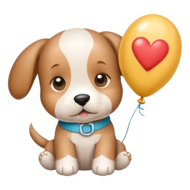adorable puppy with bandaid and get well soon balloon sticker