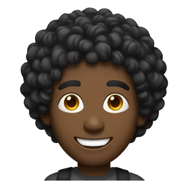 Black curl hair guy listening to music and smiling sticker