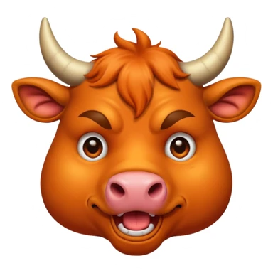 create me a color deep orange bull face that is happy, shock, celebrate, sad, mad, victory, chill sticker