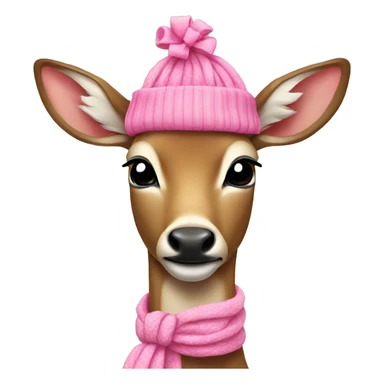 Deer wearing a pink scarf with a bow on its head  sticker