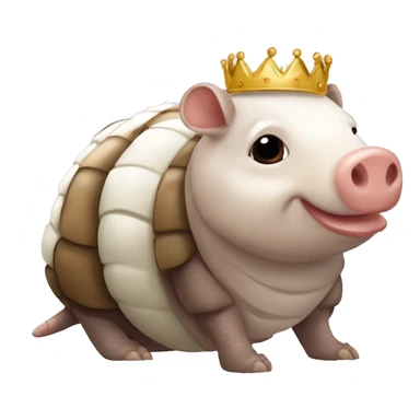  Brown and white piebald chubby round armadillo pig panda centipede armadillo wearing a crown sticker