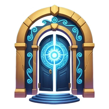 universe gate object icon, gigantic cosmic portal doorway, swirling galaxy energy inside, glowing starry aura, mystical space runes, fantasy sci-fi style, 3D cartoon, mobile game icon style, centered, clean background, no text, no watermark sticker