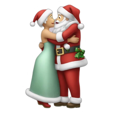 full body santa and mrs. claus kiss hug sticker