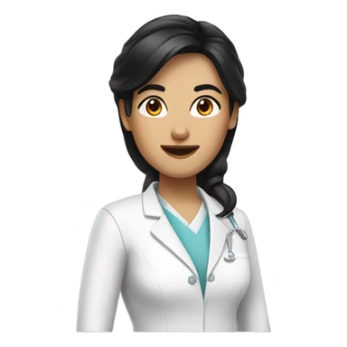 a woman dentist with dark brown redish black hair sticker