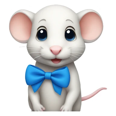 A very cute rat with a blue bow sticker