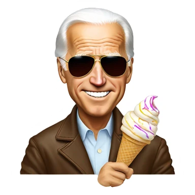 Joe Biden in aviator sunglasses eating ice cream sticker