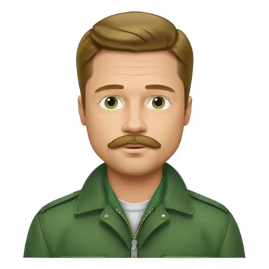 brad pitt with stache, wear green jacket sticker