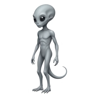 fullbody gray alien direct sideview, no tail sticker