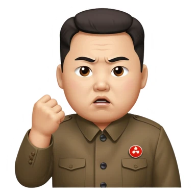 Kim Jong Un from North Korea with angry pout on face and shaking fist sticker
