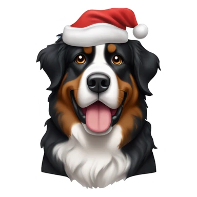  Bernese Mountain dog with a Santa hat sticker
