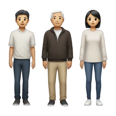 The image of three Asians standing side by side and holding each other's hands and Hold out a hand while looking at the front sticker