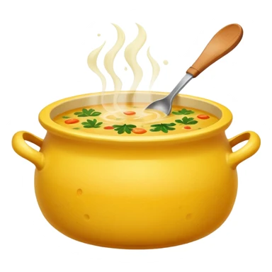 yellow pot with soup sticker