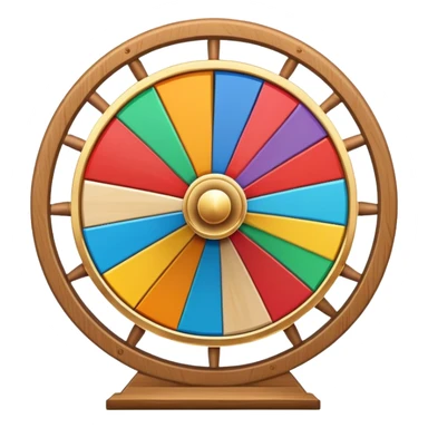 colorful fortune wheel with multiple sections and a spinner arrow sticker
