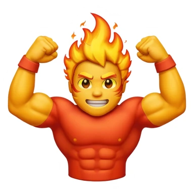 fire emoji add flex bicep behind it sticker