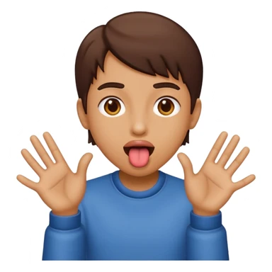 Tongue out with hands to the side, almost like swimming sticker