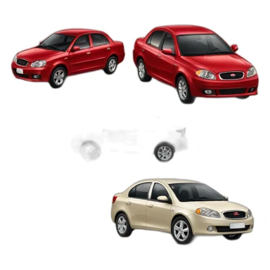 Car Geely CK in beige color next to Aveo in red color sticker