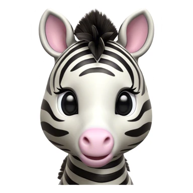 Cinematic Cute Zebra Portrait Emoji, Head tilted playfully and inquisitively, featuring a glossy, intricately striped Fur of black and white with round, sparkling eyes filled with curious wonder, Simplified yet irresistibly adorable features, highly detailed, glowing with a warm, friendly glow, high shine, affectionate and spirited, stylized with a touch of savannah whimsy, bright and endearing, soft glowing outline, capturing the essence of a mischievous yet loving zebra, so playful it feels like it could prance out of the screen and into your arms! sticker