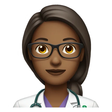 Medical assistant female dark skin long brown hair with glasses sticker