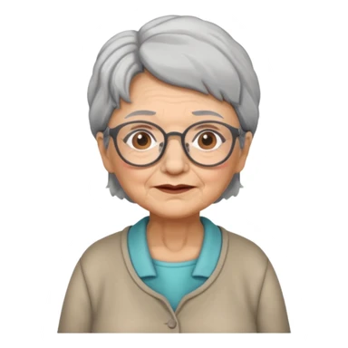 grandmother with glasses and gray hair, grizzle full body sticker