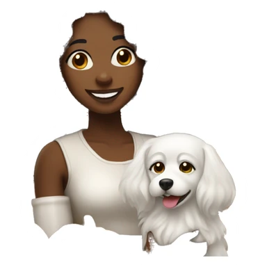 Long haired Black woman with a white dog wishing a happy Thanksgiving  sticker