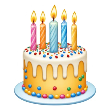 colorful birthday cake with lit candles and decorations sticker