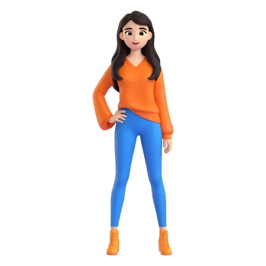 emoji/avatar of Yailin La Más Viral with long dark hair, expressive eyes, confident smile, trendy and stylish appearance, fashionable outfit, lively and vibrant expression, capturing her energetic personality sticker
